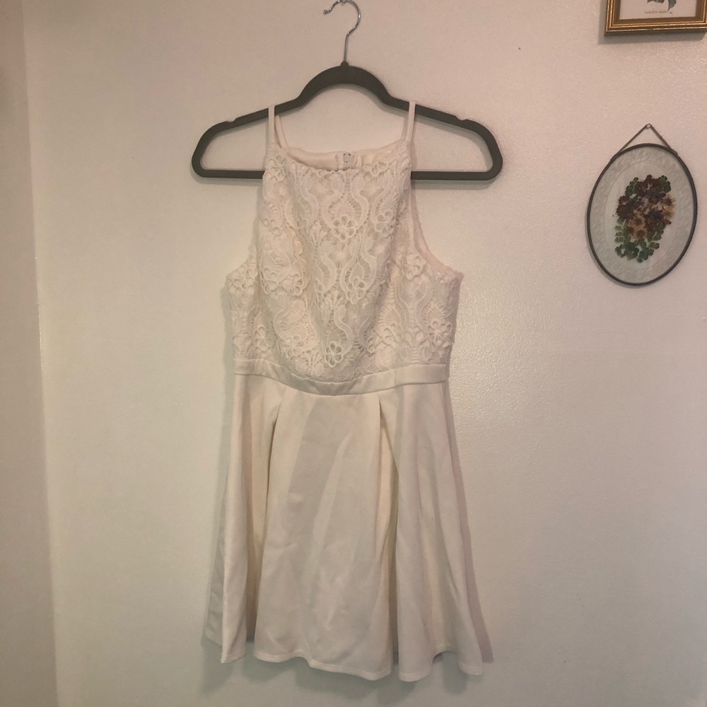 Short White Dress with Lace